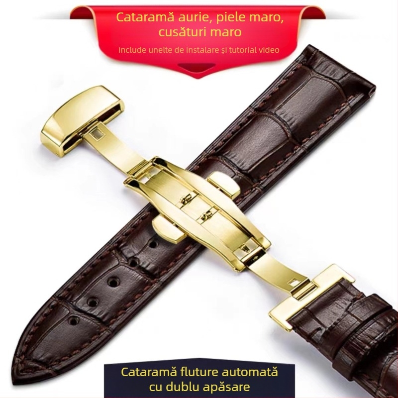 Curea din piele de vițel italiană moale, model de bambus, curea din piele naturală, 12-24 mm, curea universală din piele de vacă
