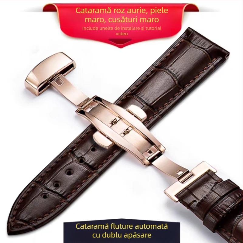 Curea din piele de vițel italiană moale, model de bambus, curea din piele naturală, 12-24 mm, curea universală din piele de vacă