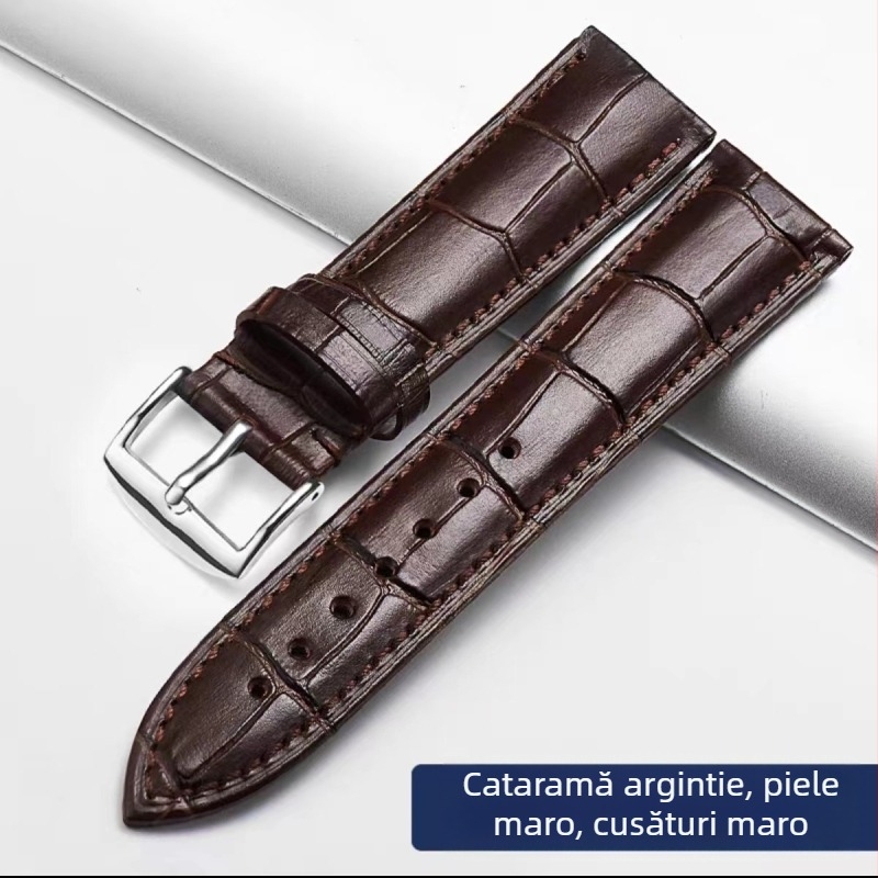 Curea din piele de vițel italiană moale, model de bambus, curea din piele naturală, 12-24 mm, curea universală din piele de vacă