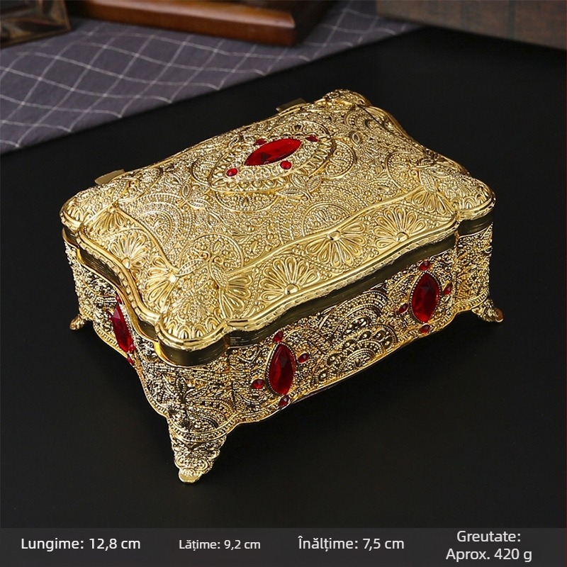 Cutie de bijuterii retro creativă europeană, cutie de bijuterii de înaltă calitate, cutie de depozitare multistrat pentru bijuterii din metal prințesă de înaltă calitate