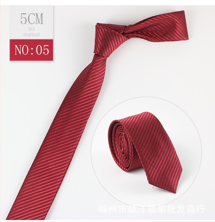 Cravată bărbătească coreeană, culoare solidă, la modă, casual, la modă, mână în mână, 5 cm, versiune mică și îngustă, cravată en-gros