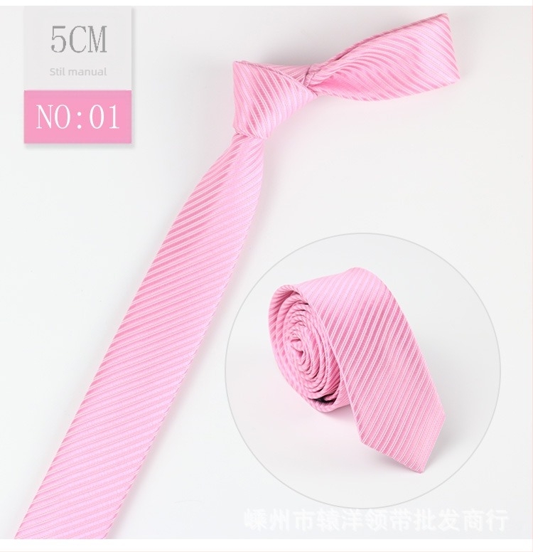 Cravată bărbătească coreeană, culoare solidă, la modă, casual, la modă, mână în mână, 5 cm, versiune mică și îngustă, cravată en-gros