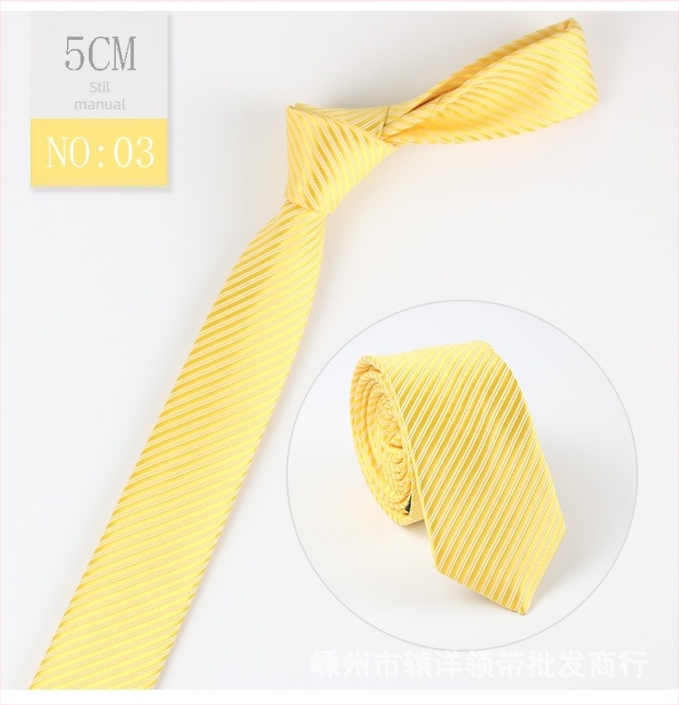 Cravată bărbătească coreeană, culoare solidă, la modă, casual, la modă, mână în mână, 5 cm, versiune mică și îngustă, cravată en-gros