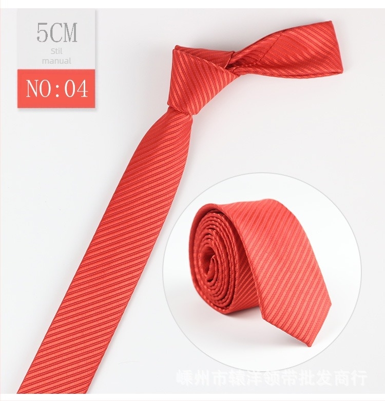 Cravată bărbătească coreeană, culoare solidă, la modă, casual, la modă, mână în mână, 5 cm, versiune mică și îngustă, cravată en-gros