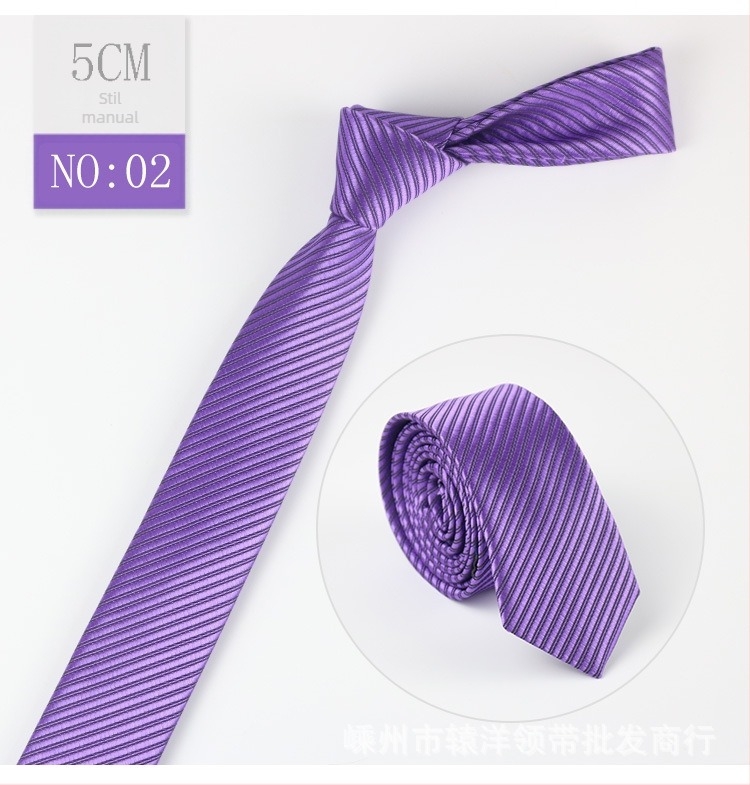 Cravată bărbătească coreeană, culoare solidă, la modă, casual, la modă, mână în mână, 5 cm, versiune mică și îngustă, cravată en-gros