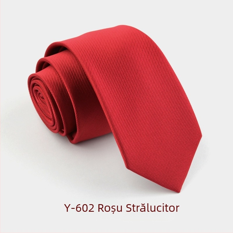 Cravată formală îngustă de 6 cm, culoare pură, pentru bărbați, modă coreeană, versiune îngustă, negru, roșu, dungi subțiri, culoare pură