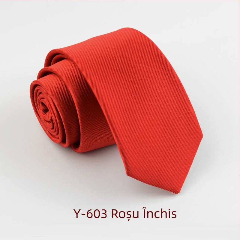 Cravată formală îngustă de 6 cm, culoare pură, pentru bărbați, modă coreeană, versiune îngustă, negru, roșu, dungi subțiri, culoare pură