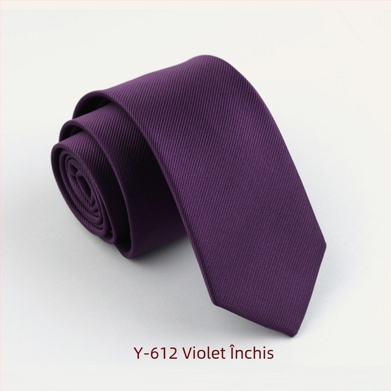 Cravată formală îngustă de 6 cm, culoare pură, pentru bărbați, modă coreeană, versiune îngustă, negru, roșu, dungi subțiri, culoare pură
