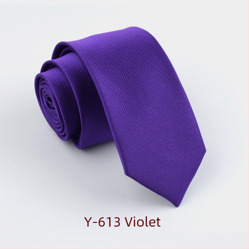 Cravată formală îngustă de 6 cm, culoare pură, pentru bărbați, modă coreeană, versiune îngustă, negru, roșu, dungi subțiri, culoare pură