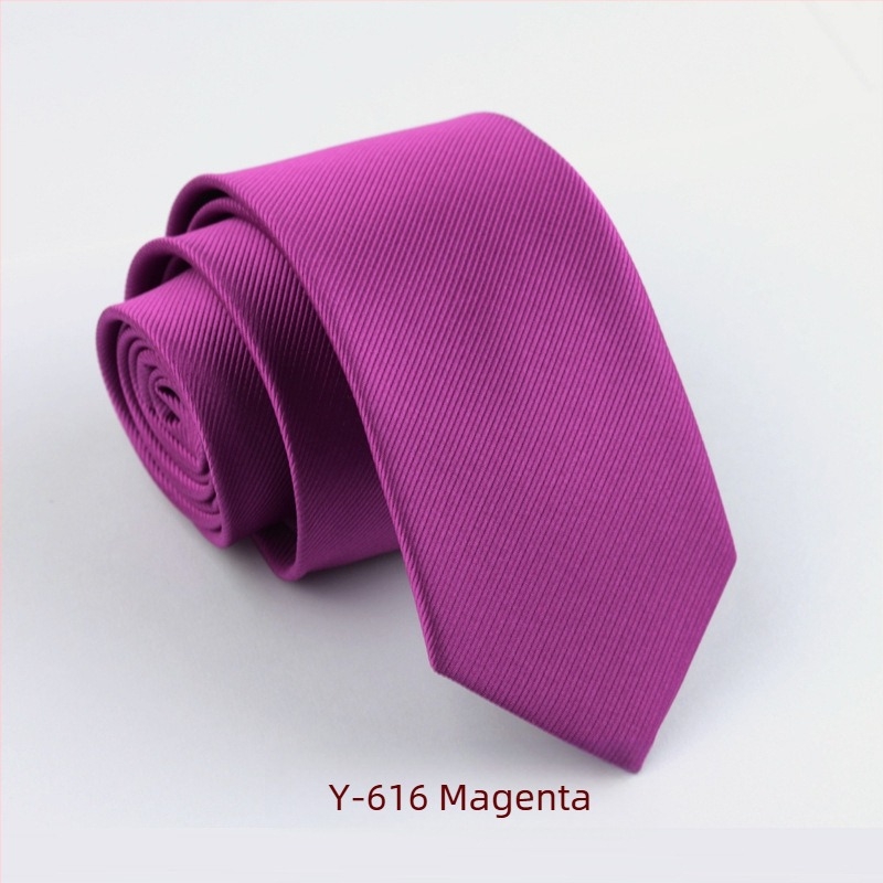 Cravată formală îngustă de 6 cm, culoare pură, pentru bărbați, modă coreeană, versiune îngustă, negru, roșu, dungi subțiri, culoare pură