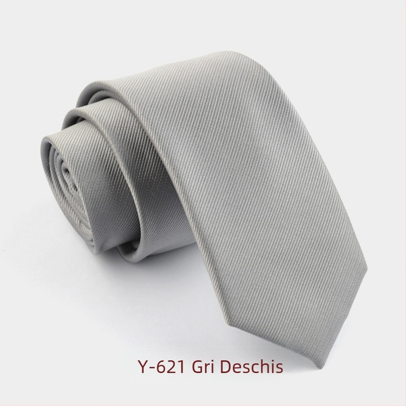 Cravată formală îngustă de 6 cm, culoare pură, pentru bărbați, modă coreeană, versiune îngustă, negru, roșu, dungi subțiri, culoare pură