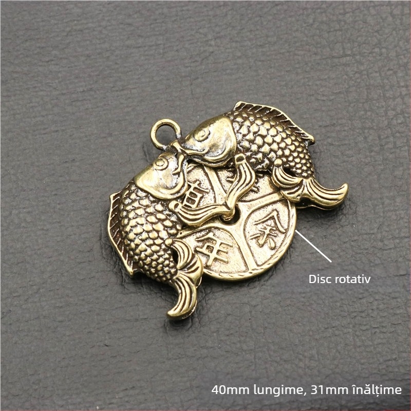Breloc din alamă koi, mobil, cheie aurie, pandantiv auto, cupru pur, koi feng shui, en-gros