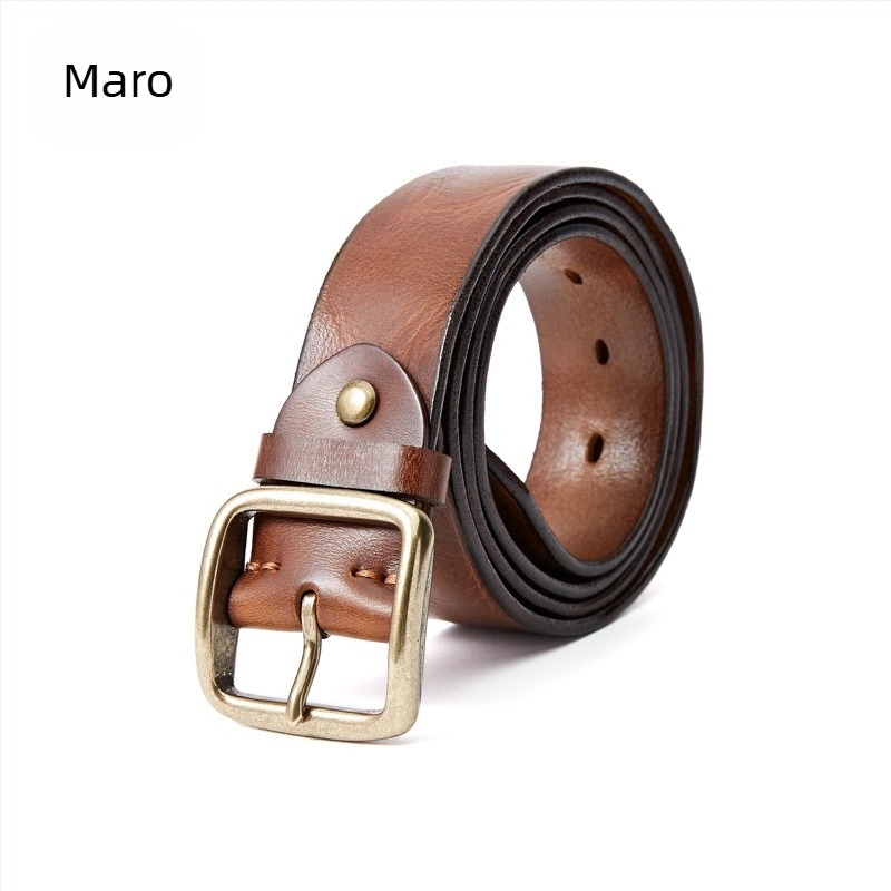 Curea retro din piele naturală pentru bărbați, cataramă cu știft gros, unisex, pentru femei, curea casual la modă, primul strat din piele de vacă, lucrată manual, pentru femei