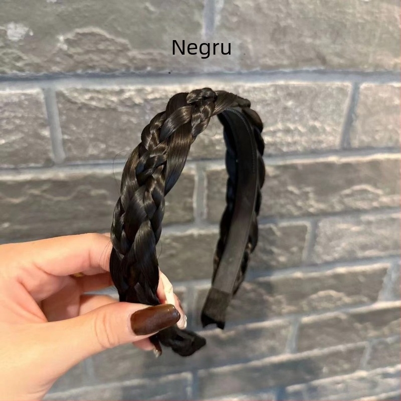 Perucă cu șapte fire împletită cu bandă de susținere, țesută manual, cu bandă de susținere împletită, simulare naturală, agrafă de păr cu vârf cranial înalt, accesorii de păr