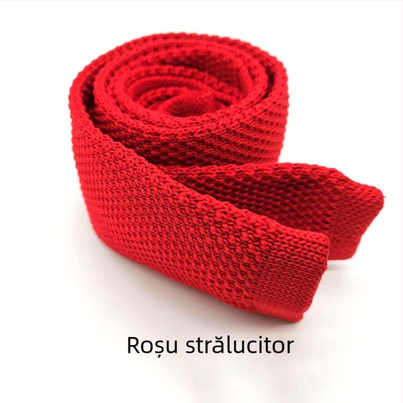 Cravată tricotată Spot supply, cravată formală retro din lână, cravată plată tricotată în culori solide, en-gros