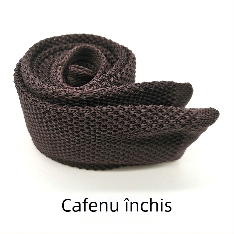 Cravată tricotată Spot supply, cravată formală retro din lână, cravată plată tricotată în culori solide, en-gros