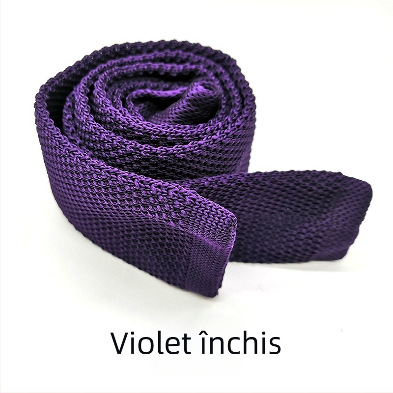 Cravată tricotată Spot supply, cravată formală retro din lână, cravată plată tricotată în culori solide, en-gros