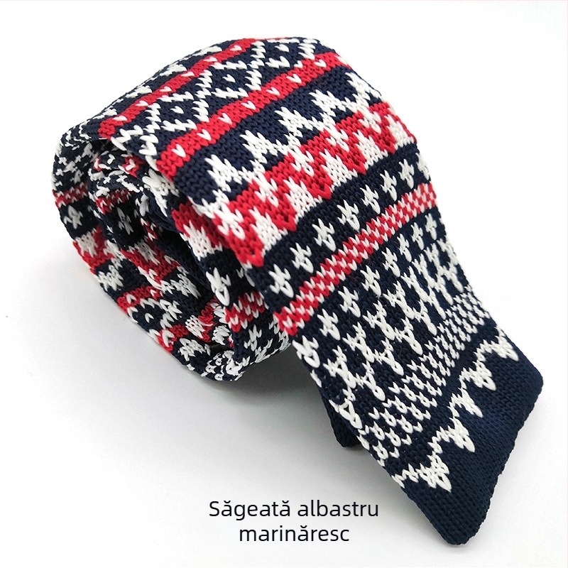Cravată tricotată Spot supply, cravată formală retro din lână, cravată plată tricotată în culori solide, en-gros