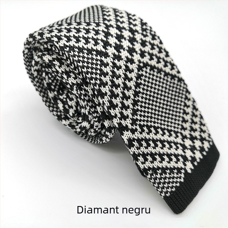 Cravată tricotată Spot supply, cravată formală retro din lână, cravată plată tricotată în culori solide, en-gros