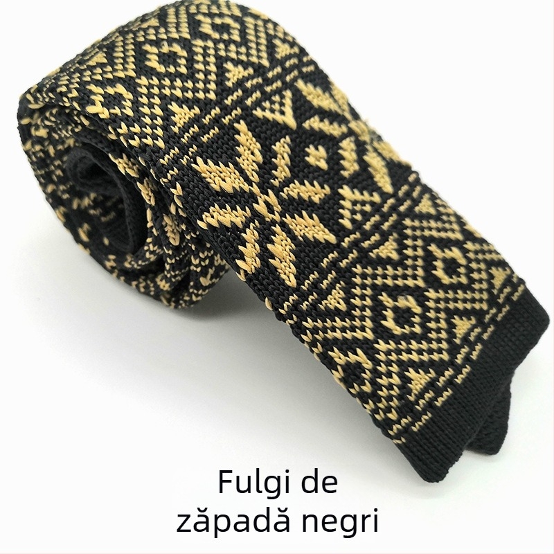 Cravată tricotată Spot supply, cravată formală retro din lână, cravată plată tricotată în culori solide, en-gros