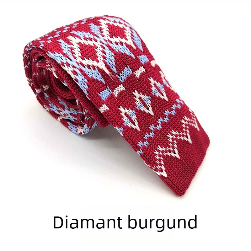 Cravată tricotată Spot supply, cravată formală retro din lână, cravată plată tricotată în culori solide, en-gros
