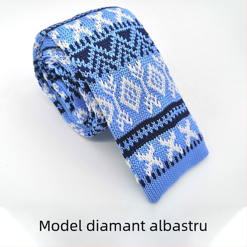 Cravată tricotată Spot supply, cravată formală retro din lână, cravată plată tricotată în culori solide, en-gros