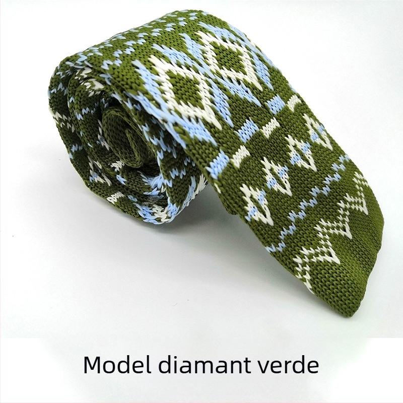 Cravată tricotată Spot supply, cravată formală retro din lână, cravată plată tricotată în culori solide, en-gros