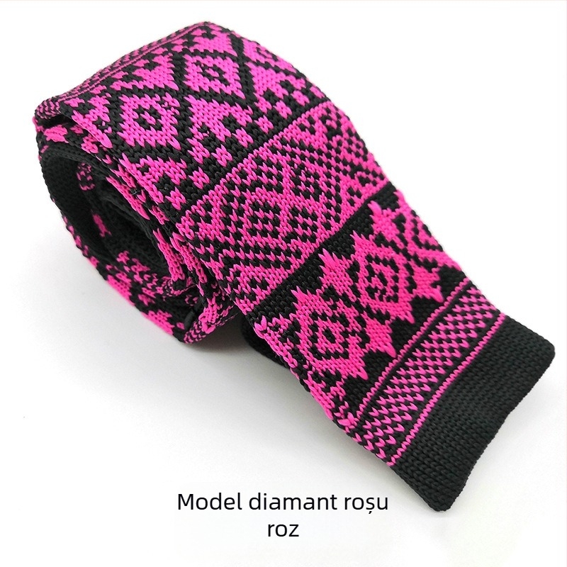 Cravată tricotată Spot supply, cravată formală retro din lână, cravată plată tricotată în culori solide, en-gros