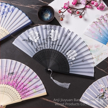 Evantai pliabil Hanfu pentru femei, stil antic, costume clasice, vară, retro, bambus, evantai, stil chinezesc, modă națională, evantai pliabil portabil
