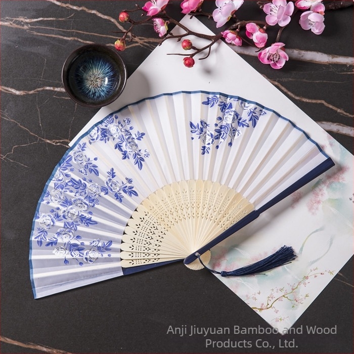 Evantai pliabil Hanfu pentru femei, stil antic, costume clasice, vară, retro, bambus, evantai, stil chinezesc, modă națională, evantai pliabil portabil