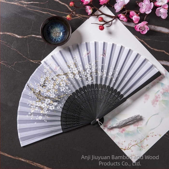 Evantai pliabil Hanfu pentru femei, stil antic, costume clasice, vară, retro, bambus, evantai, stil chinezesc, modă națională, evantai pliabil portabil