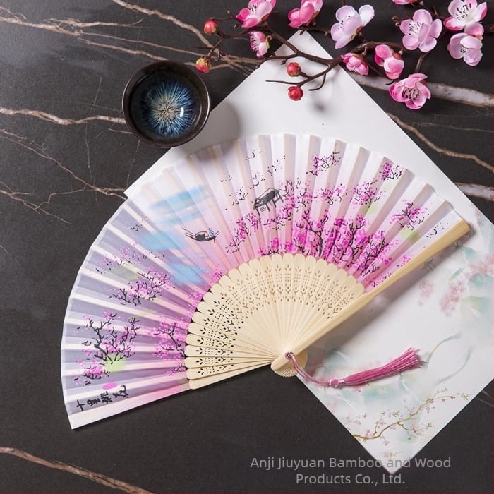 Evantai pliabil Hanfu pentru femei, stil antic, costume clasice, vară, retro, bambus, evantai, stil chinezesc, modă națională, evantai pliabil portabil