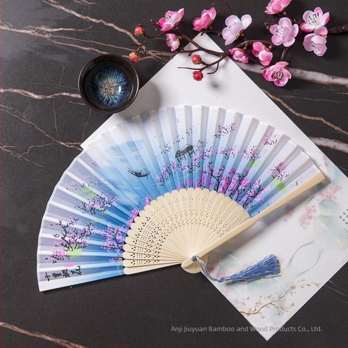 Evantai pliabil Hanfu pentru femei, stil antic, costume clasice, vară, retro, bambus, evantai, stil chinezesc, modă națională, evantai pliabil portabil
