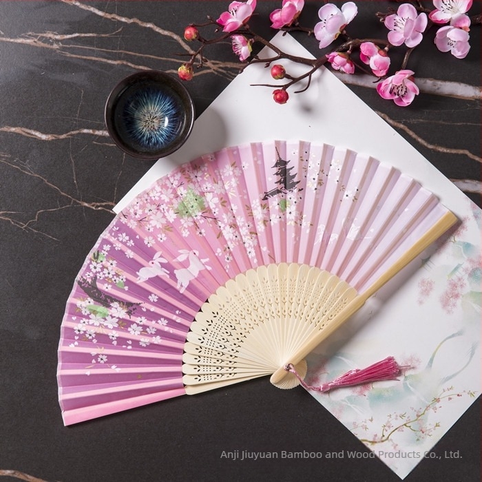 Evantai pliabil Hanfu pentru femei, stil antic, costume clasice, vară, retro, bambus, evantai, stil chinezesc, modă națională, evantai pliabil portabil