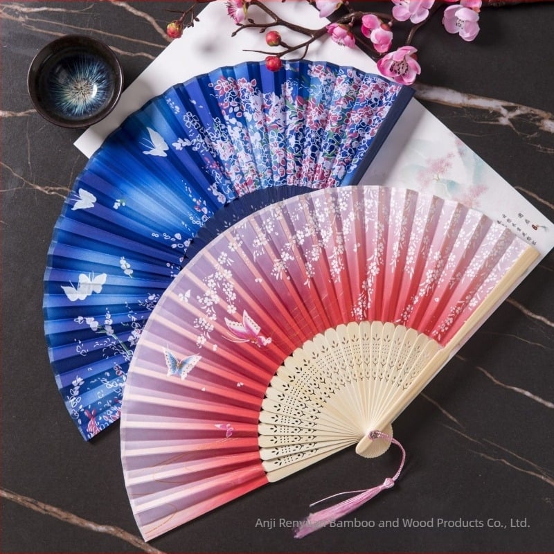 Evantai pliabil Hanfu pentru femei, stil antic, costume clasice, vară, retro, bambus, evantai, stil chinezesc, modă națională, evantai pliabil portabil