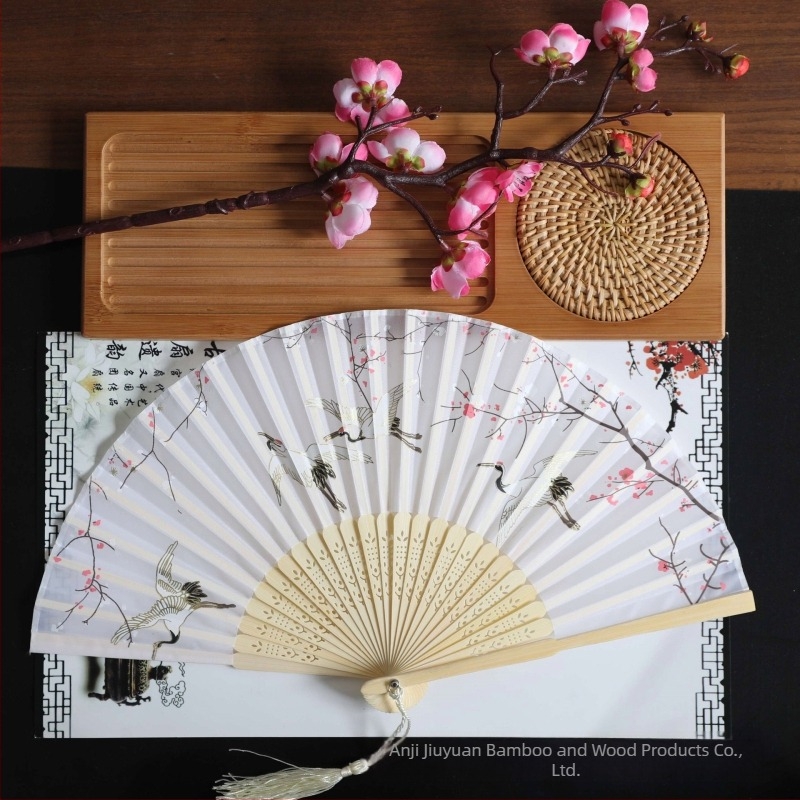 Evantai pliabil Hanfu pentru femei, stil antic, costume clasice, vară, retro, bambus, evantai, stil chinezesc, modă națională, evantai pliabil portabil