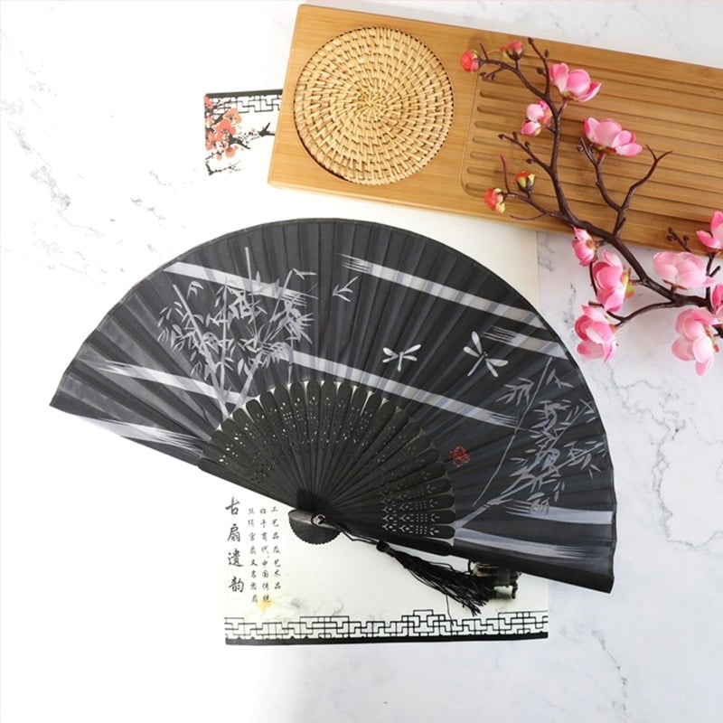 Evantai pliabil Hanfu pentru femei, stil antic, costume clasice, vară, retro, bambus, evantai, stil chinezesc, modă națională, evantai pliabil portabil