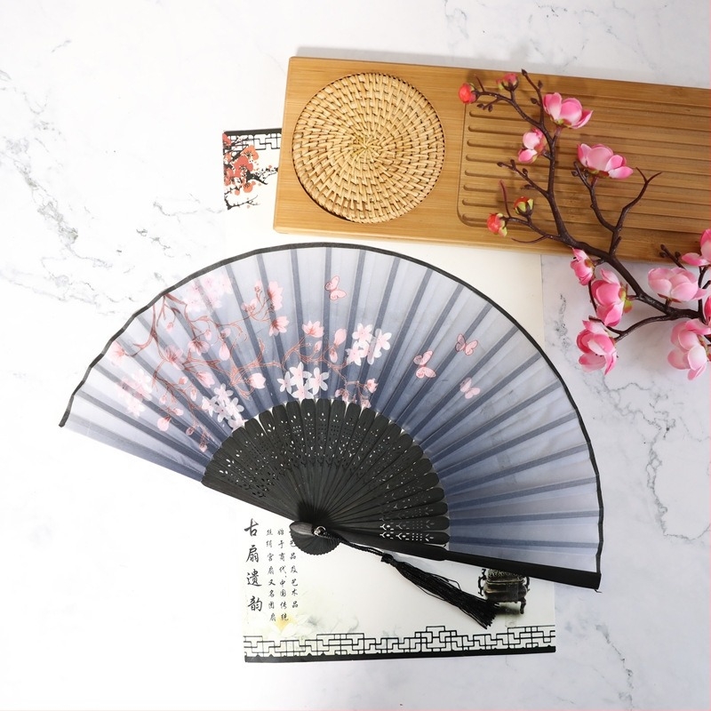 Evantai pliabil Hanfu pentru femei, stil antic, costume clasice, vară, retro, bambus, evantai, stil chinezesc, modă națională, evantai pliabil portabil