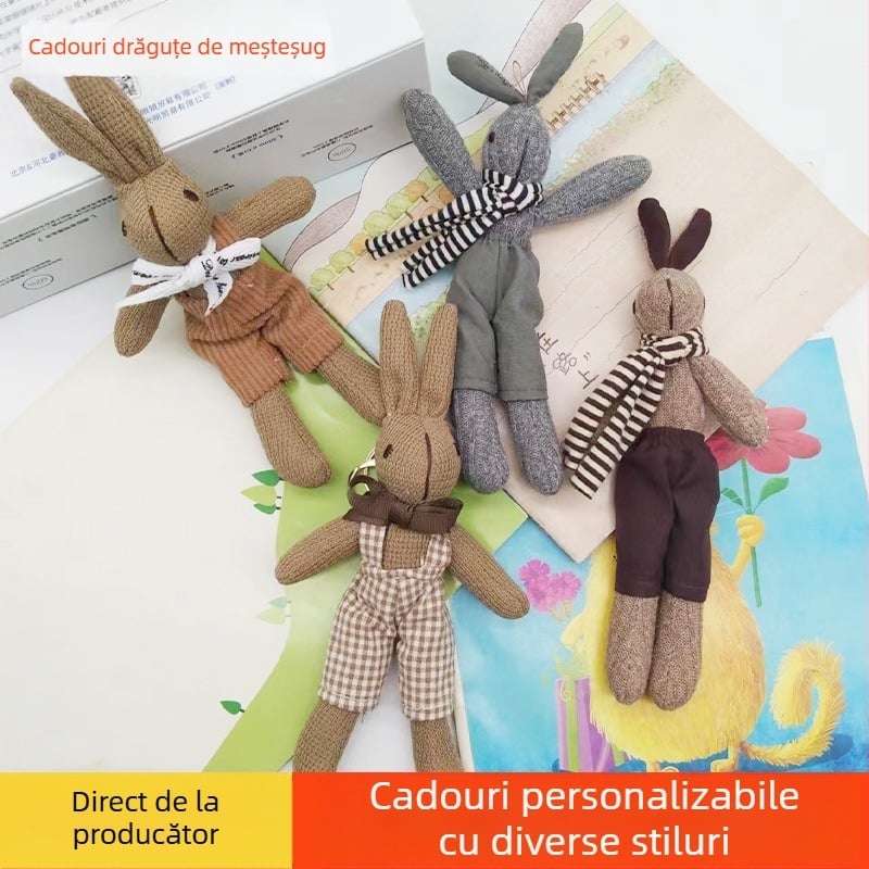 Creative Houndstooth Bunny Bag Pendant Doll Drăguț Breloc Jucărie de Pluș Doll Doll Pandantiv