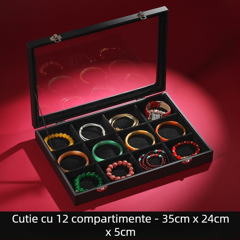 Cutie de bijuterii de mare capacitate pentru depozitare, cutie de bijuterii, cutie de afișare pentru bijuterii, cercei, colier, brățară, inel, cutie