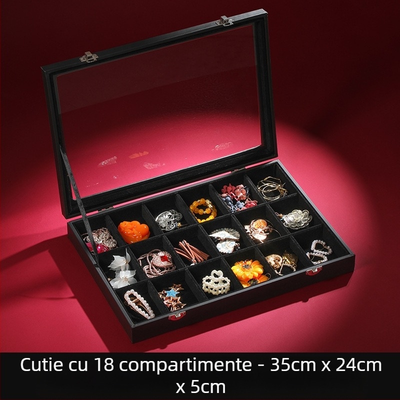 Cutie de bijuterii de mare capacitate pentru depozitare, cutie de bijuterii, cutie de afișare pentru bijuterii, cercei, colier, brățară, inel, cutie