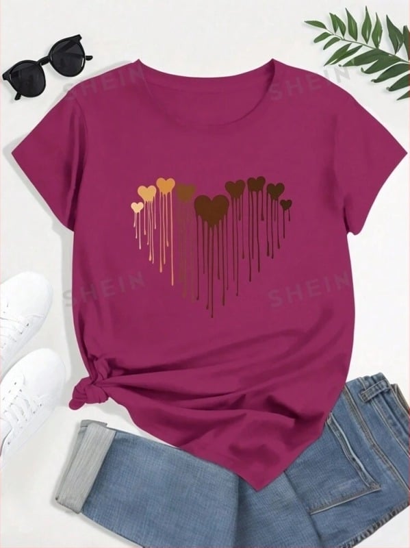 Shein Relaxiva Plus Size - Bluză de vară cu mânecă scurtă, casual, pentru femei