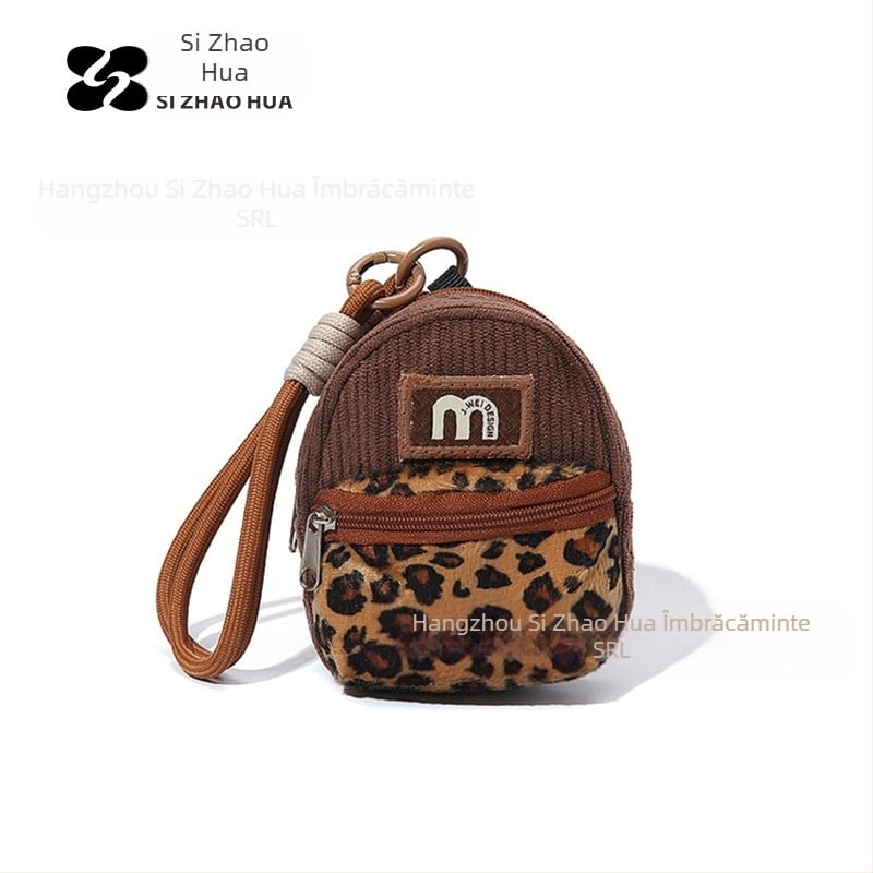 Pluș Mini Creative monede portofel auto pandantiv leopard imprimare breloc geantă școală ghiozdan curea student card geantă brand la modă