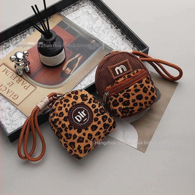 Pluș Mini Creative monede portofel auto pandantiv leopard imprimare breloc geantă școală ghiozdan curea student card geantă brand la modă