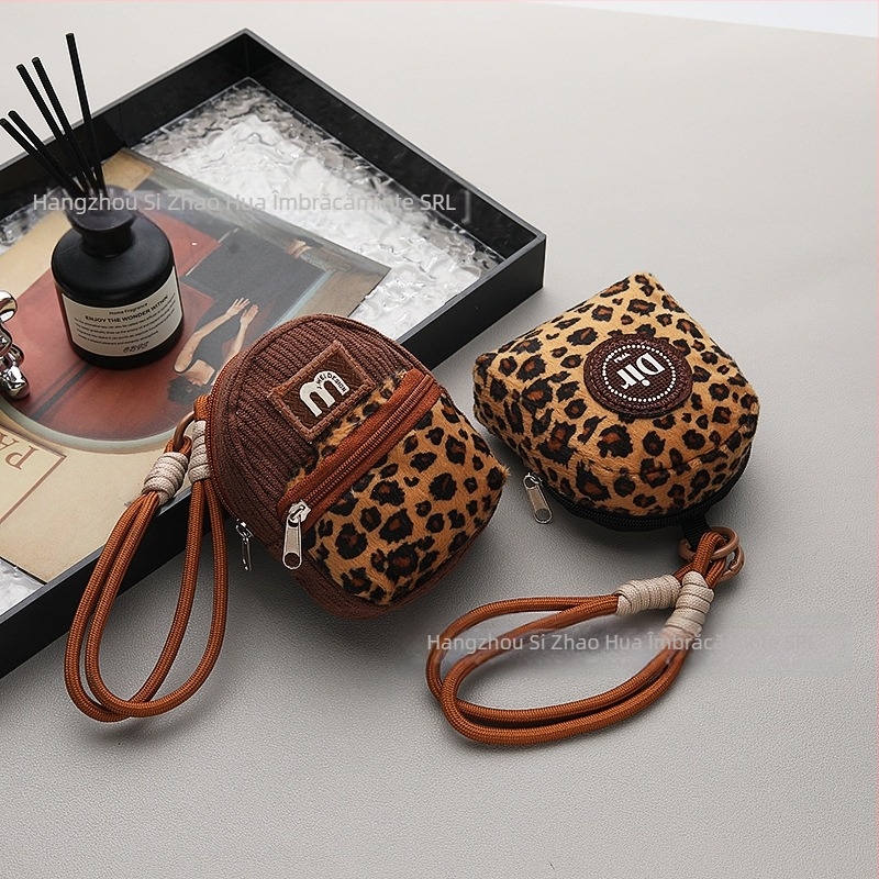 Pluș Mini Creative monede portofel auto pandantiv leopard imprimare breloc geantă școală ghiozdan curea student card geantă brand la modă