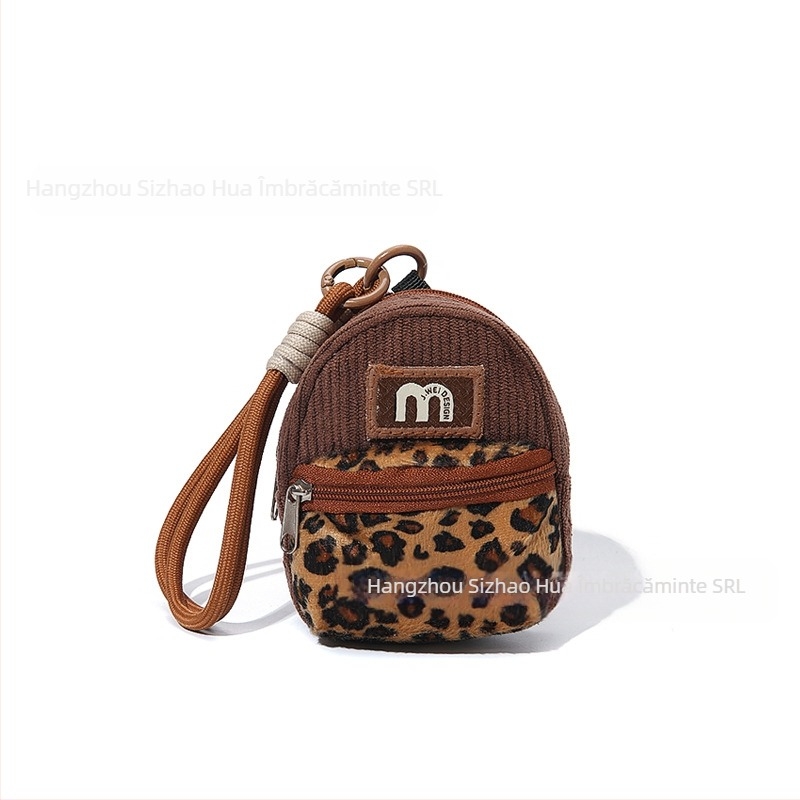 Pluș Mini Creative monede portofel auto pandantiv leopard imprimare breloc geantă școală ghiozdan curea student card geantă brand la modă