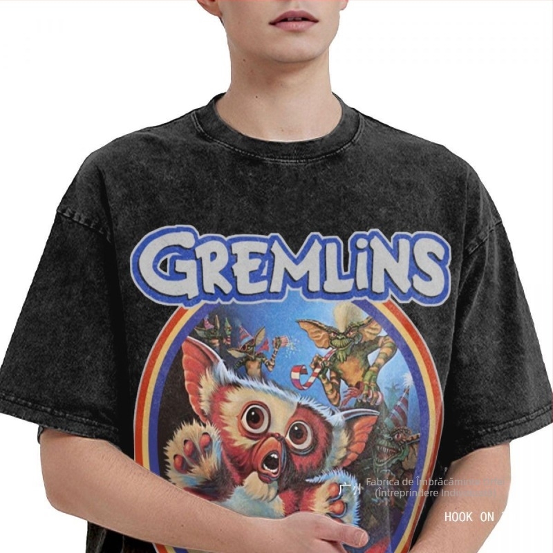 Tricou spălat Gremlin 84 Tricouri Gizmo Film de Crăciun anii '80