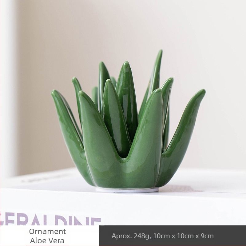 Inel nordic din ceramică cu cactus și aloe, bijuterii, cercei, depozitare, ornamente pentru birou, acasă, studiu, artizanat