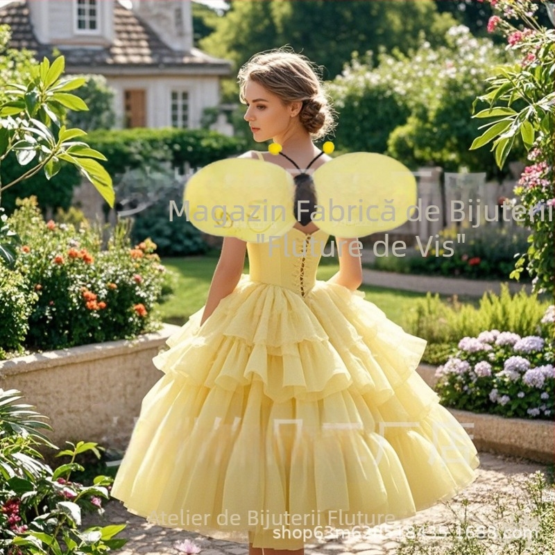 Produse noi transfrontaliere din fabrică, în stoc, costum cu aripi de albine galbene, consumabile pentru spectacole de festival