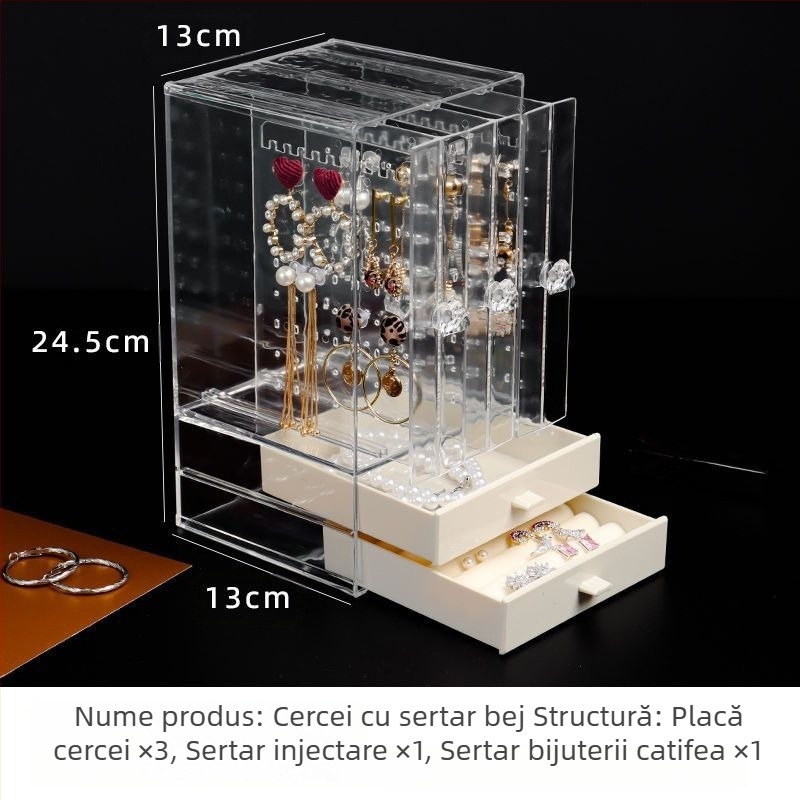 Cercei cercei cercei colier bijuterii depozitare cutie transparentă capacitate mare accesorii de păr masă de toaletă raft de afișare